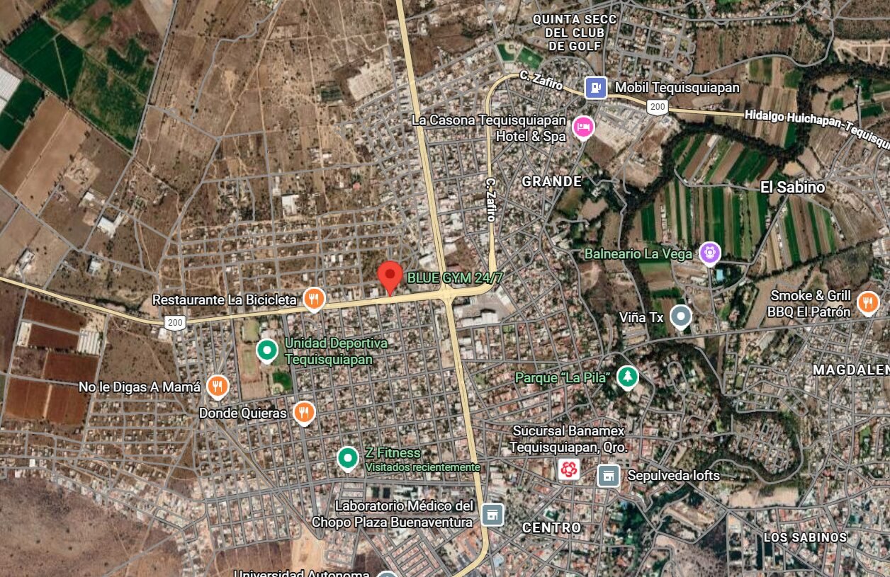 Mapa con la ubicación de Blue Gym en Tequisquiapan